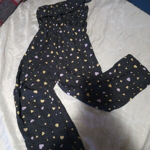 Stylish Black Heart Print Jumpsuit